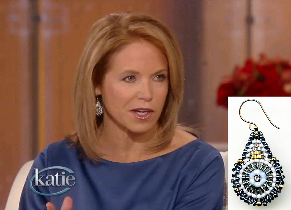 Katie Couric in Miguel Ases Opalite earrings