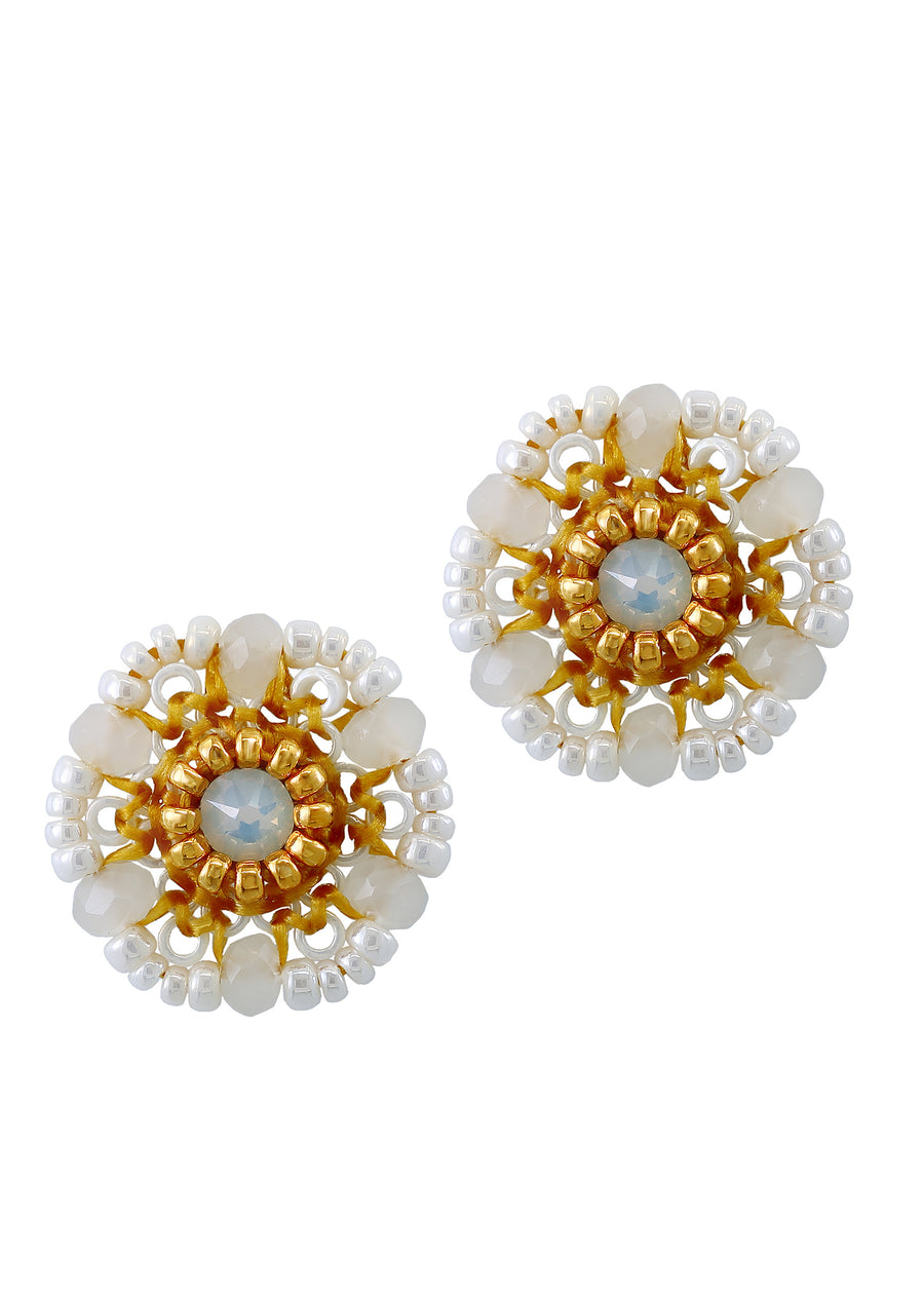 White Stud Earrings